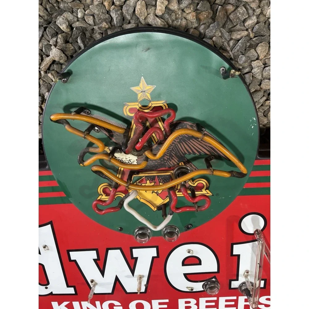 Vintage Large Budweiser King Of Beers Lighted Neon Anheuser Busch Man Cave Sign